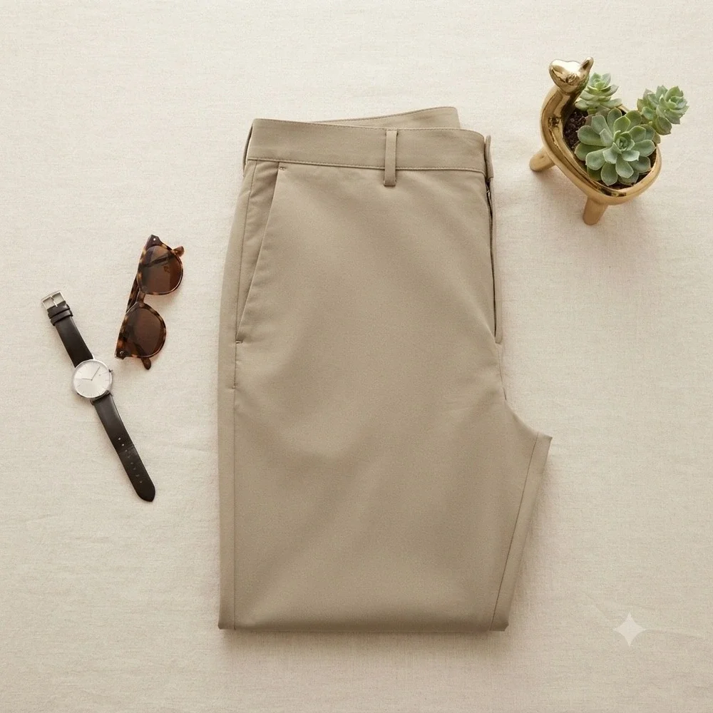 Banana Republic Performance Chinos Mens 38x30 Khaki Tan Stretch Golf Casual Pant